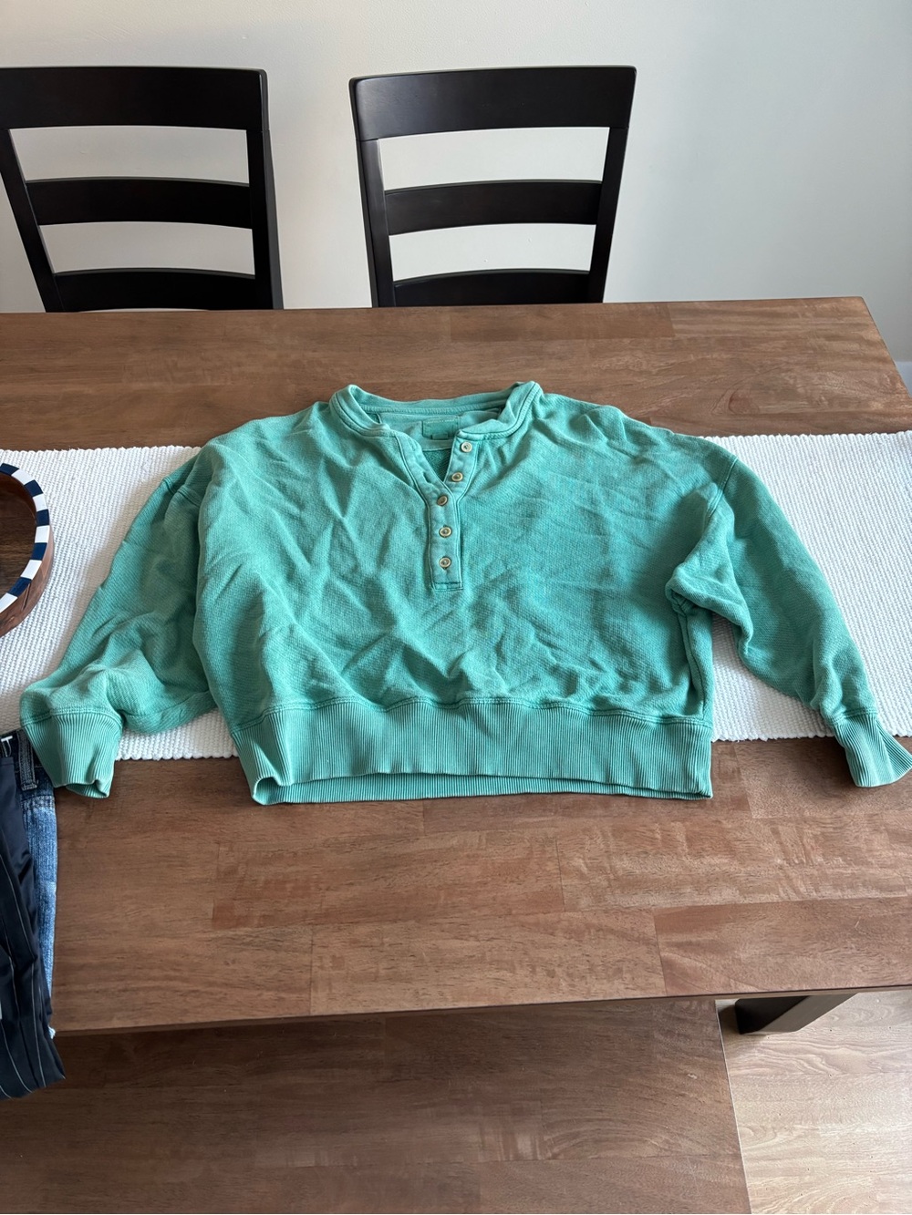 American Eagle Outfitters Green Knit Henley Top